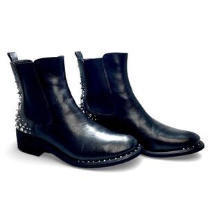 Sam Edelman Black Leather Studded Chelsea Boots Moto Size 8
